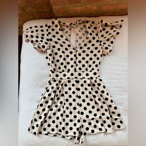 Zara Cream Polka Dot RomperShort